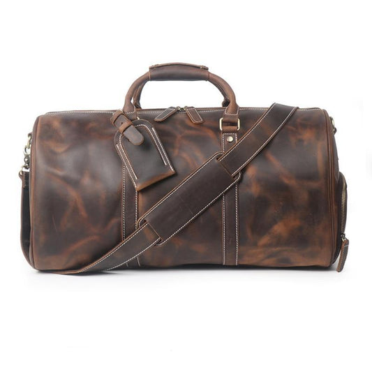 Elite Leather Duffle Bag on White Background