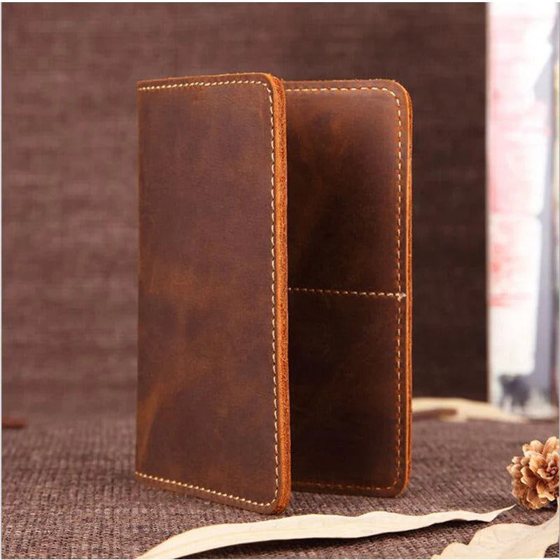 Pinelnad leather passport standing upright and showing no contents